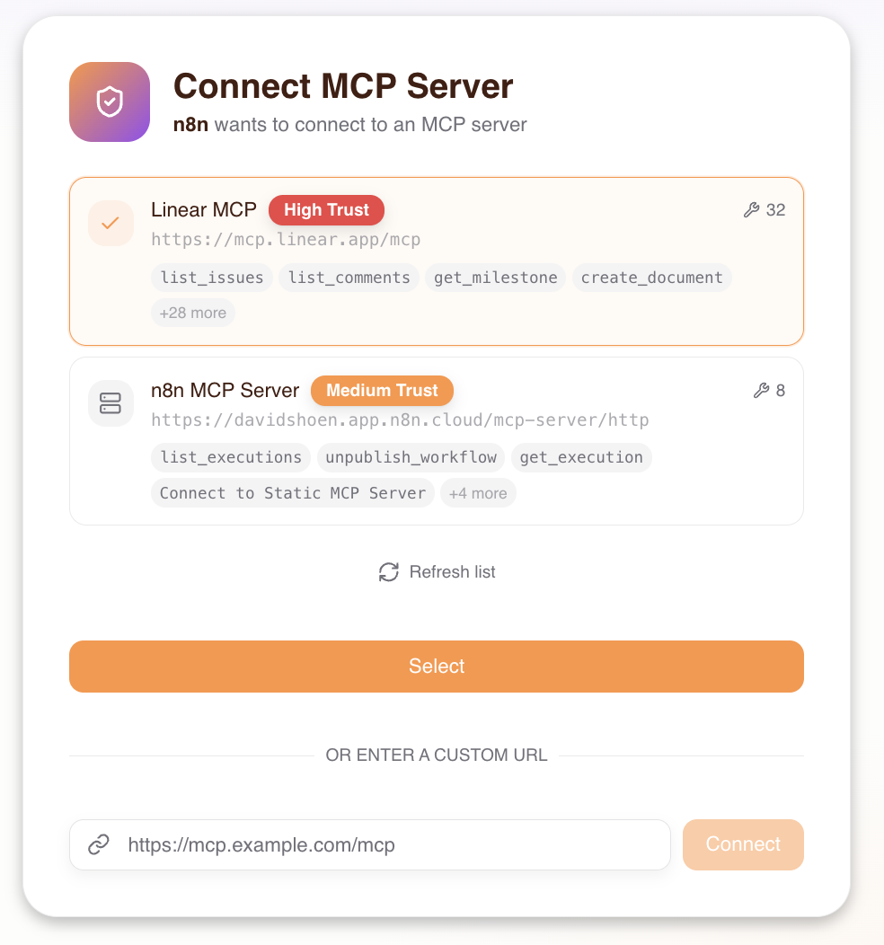 Consent Service screen showing Linear MCP selection