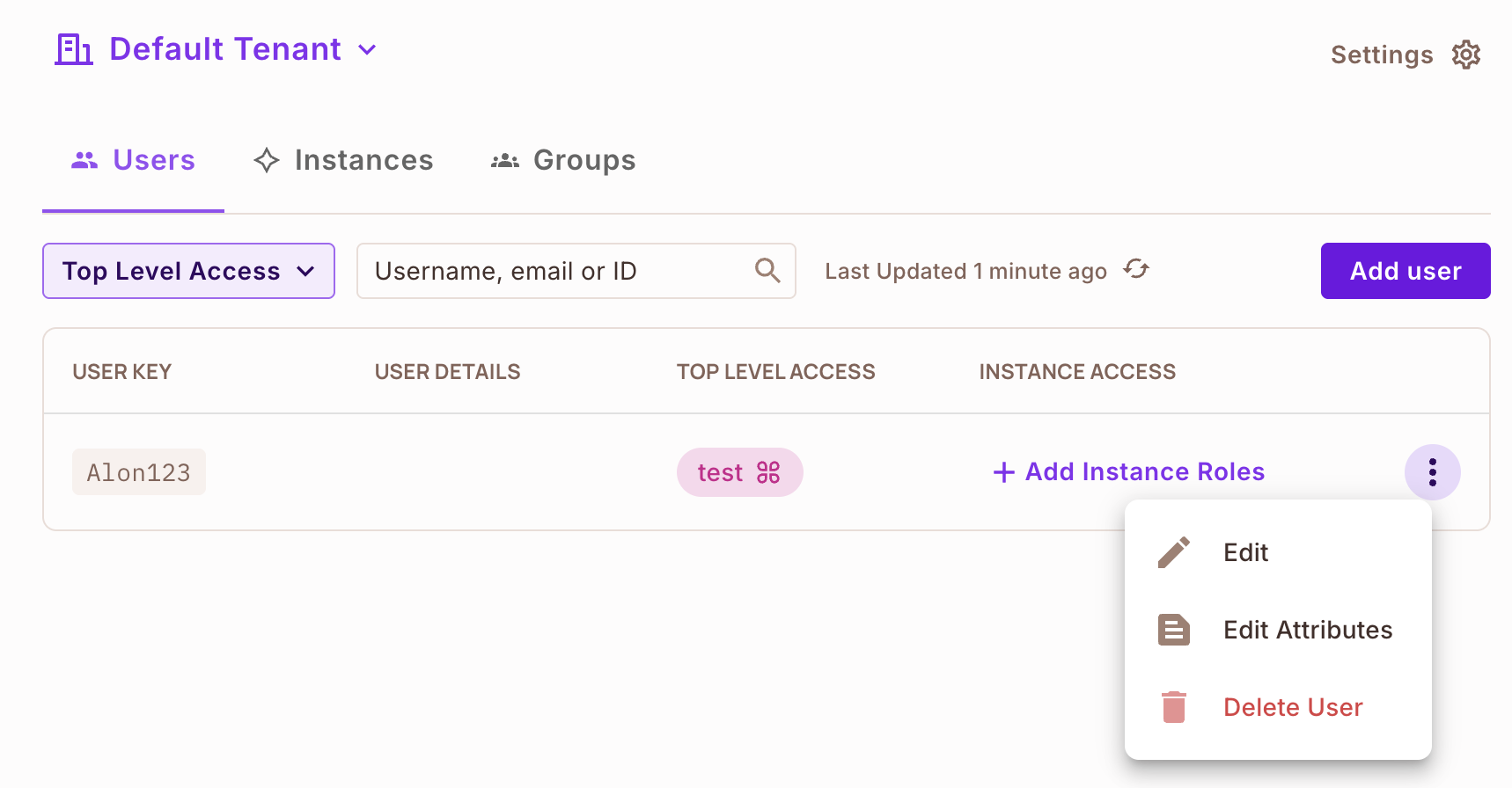 User Attribute Definition Window
